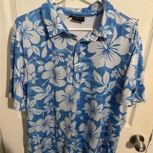 Blue Floral Golf Shirt Size M